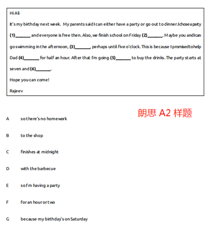 朗思英語A2和KET考試筆試題型不同點