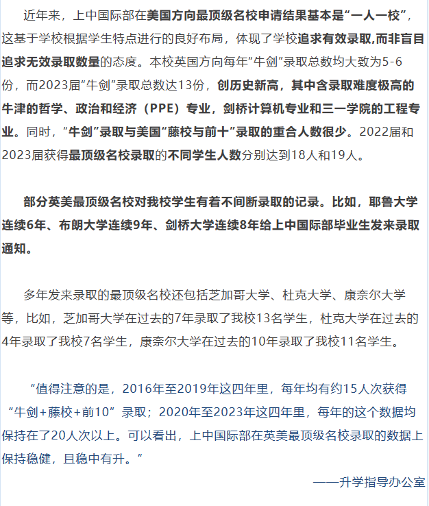 上海中學(xué)國際部(上中國際)，上海首家公立國際部
