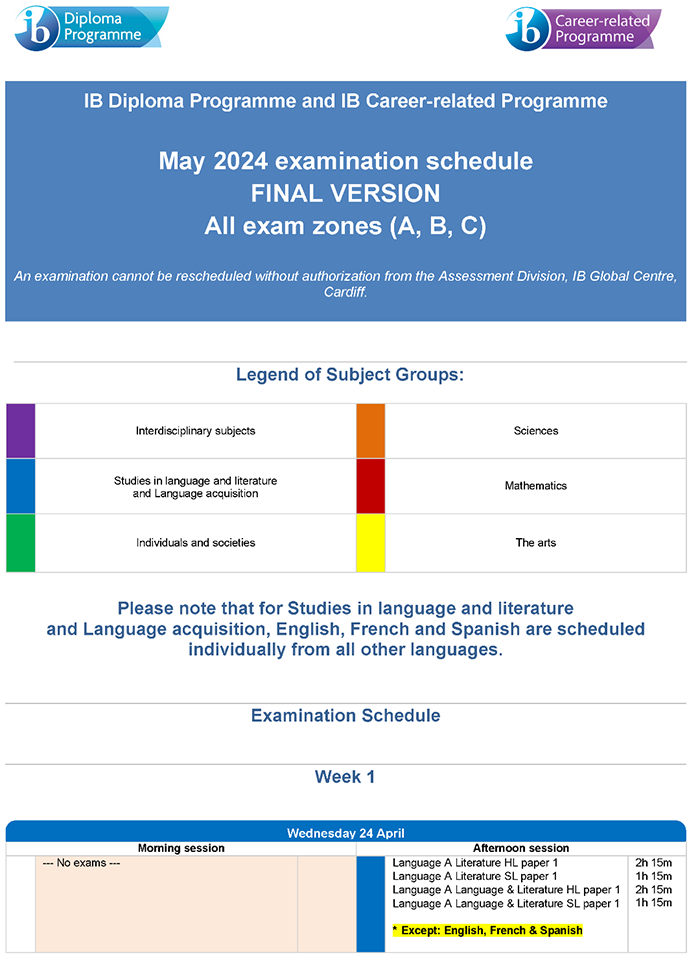 2024夏季IB考試時(shí)間安排,部分課程啟用新課綱