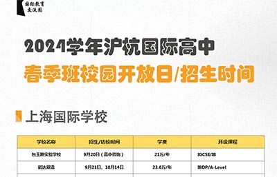 上海國際高中2024年春季招生時間公布，超40所學校