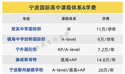 寧波熱門國際高中學校排名_升學數據