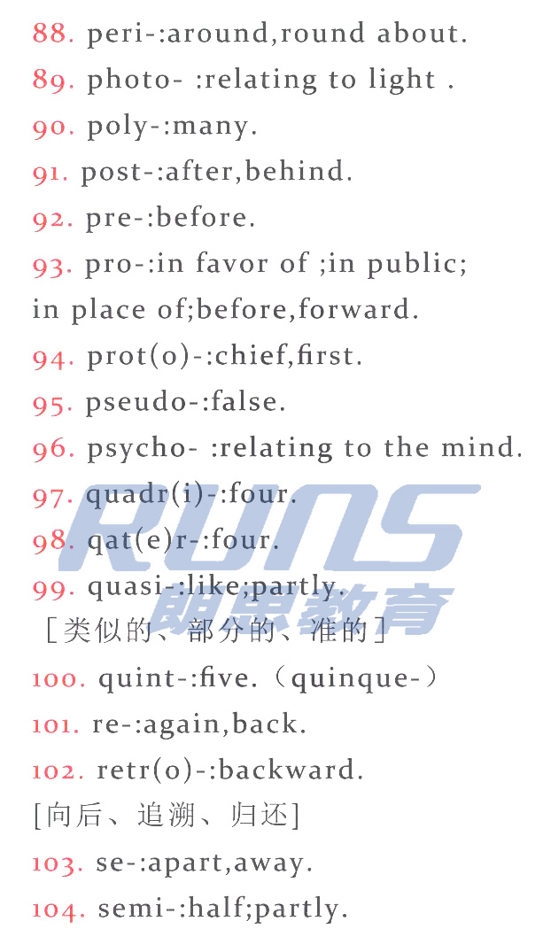 雅思詞匯：常見前綴和后綴6